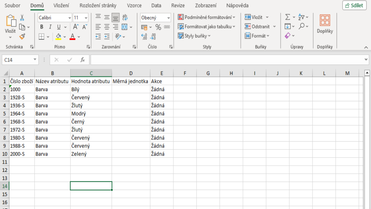 Excel Attributes