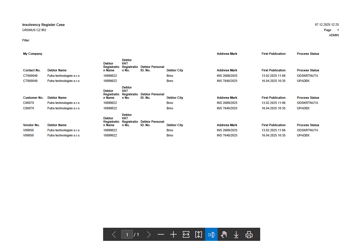 Insolvency Register Check Report