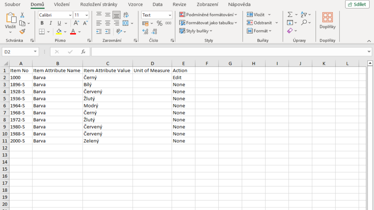 Excel Attributes