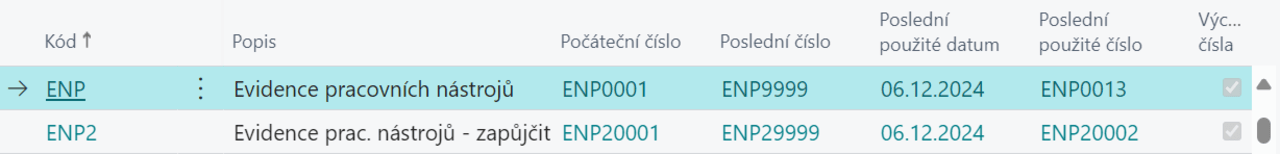 Tool and equipment records - adding a number series